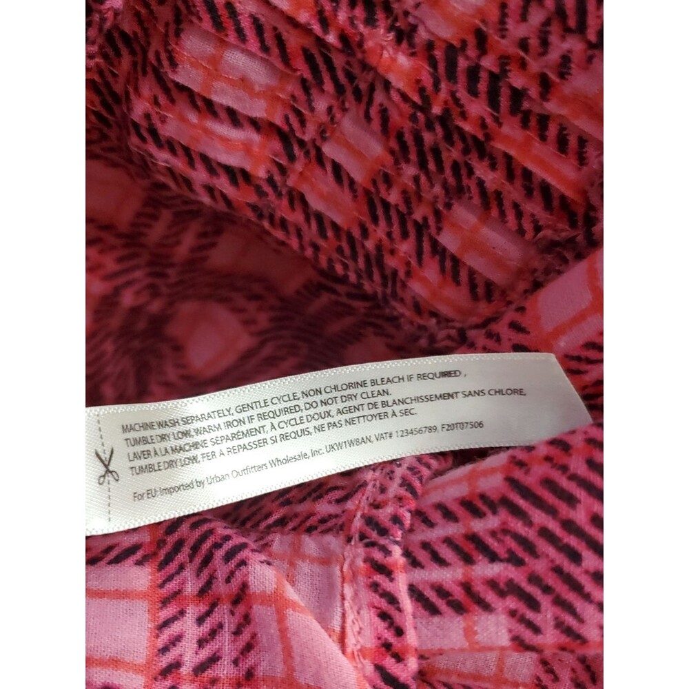 FP One Free People Plaid Miles Tuxedo Ruffle Top In Pink Combo Size Medium - Picture 7 of 10